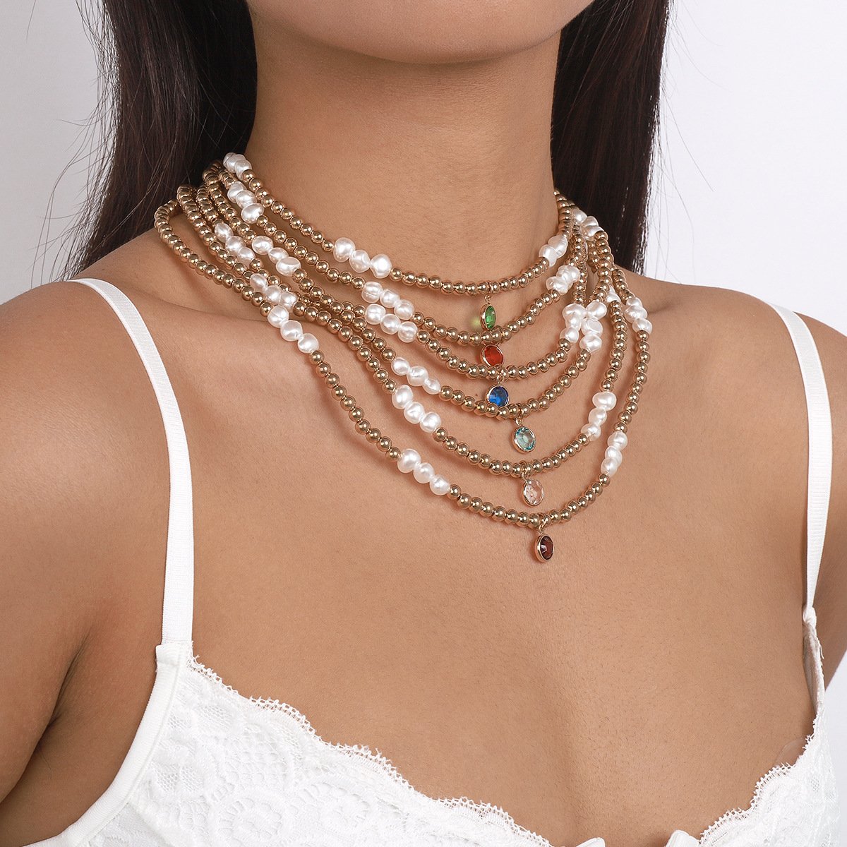 N154 Bohemian Ethnic Necklace CCB Beaded Leisure Vacation Necklace Simple Fashion Necklace Women