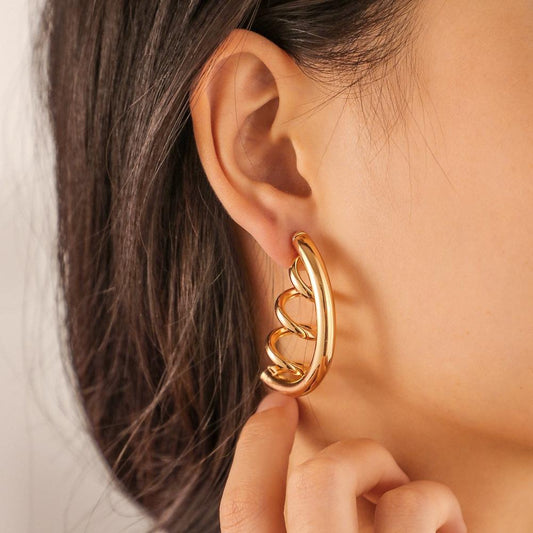Minimalist Creative Metal Spring Earrings Temperament Crescent Shape Women's Versatile Earrings Jeyue Jewelry