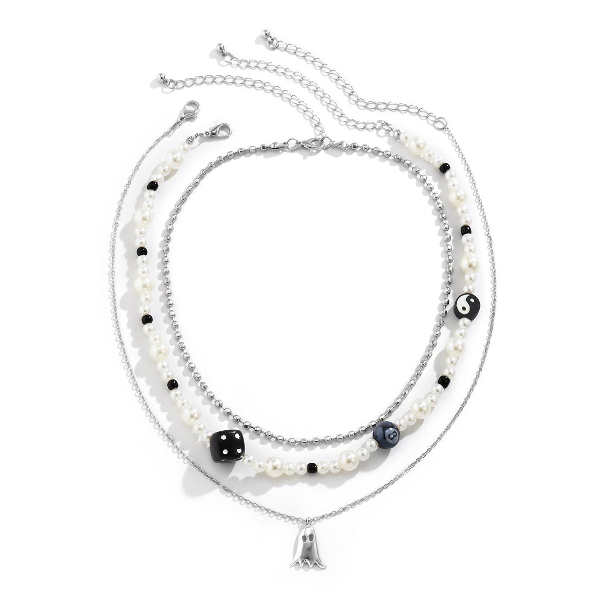 Jewelry Retro Mix and Match Dice Tai Chi Necklace Female Versatile Ghost Pendant Alphabet Beaded Necklace