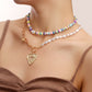 Jewelry Bohemia colorful soft pottery piece imitation baroque pearl exaggerated love necklace necklace female