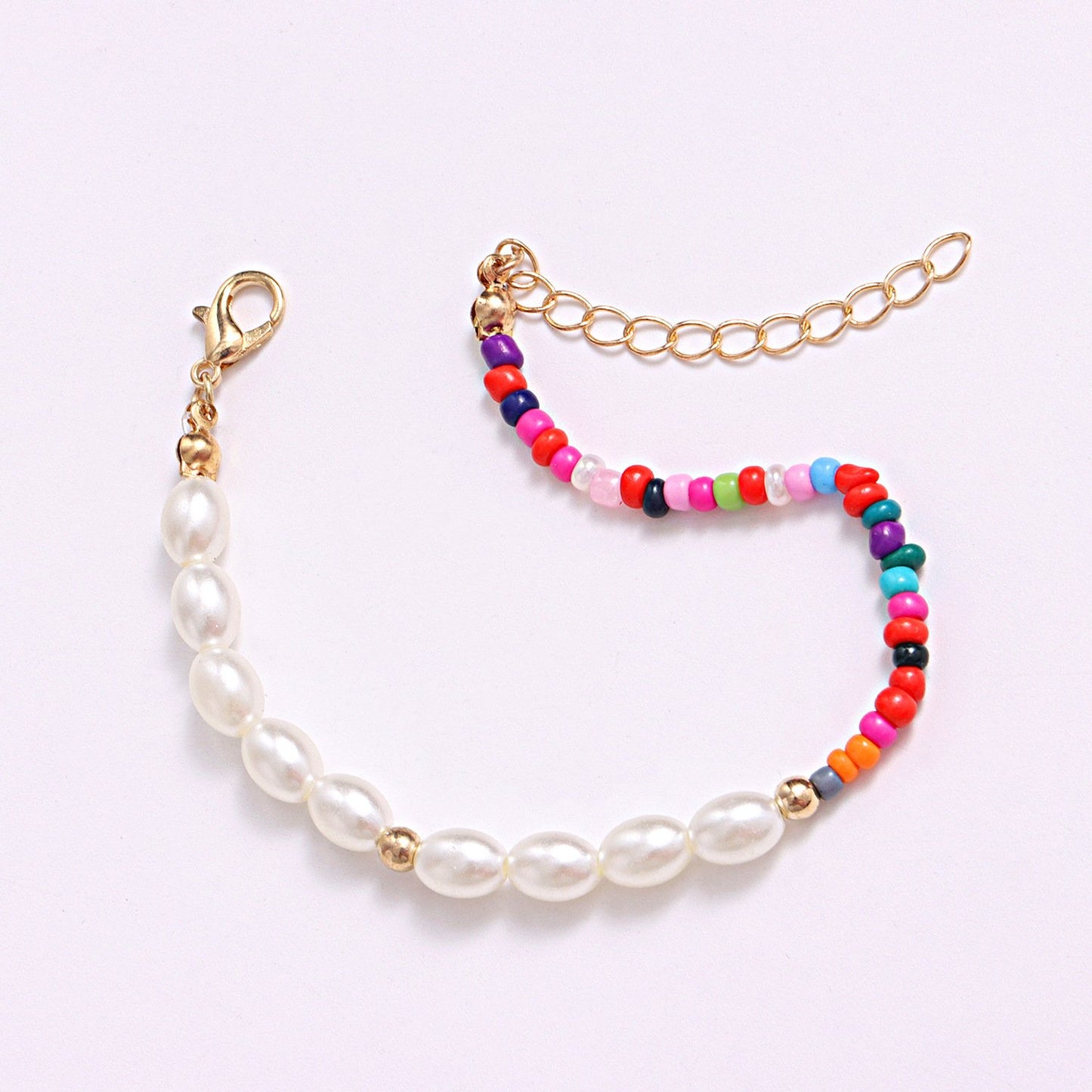 Jewelry Ladies Half Color Rice Bead Pearl Bracelet Fashion Personality Matching Jewelry