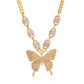 Exaggerated Butterfly Necklace Punk Micro-set Rhinestone Geometric Clavicle Chain Retro Cuban Hip Hop Sweater Chain