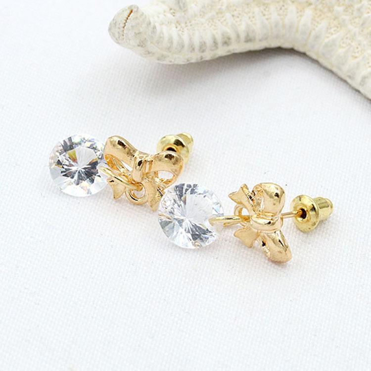 Beautiful workmanship earrings personality heart zircon earrings bow crystal earrings jewelry