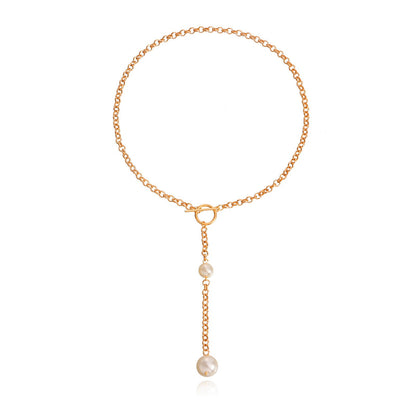 Jewelry Simple Long Section Tassel Imitation Pearl Pendant Necklace Necklace Female Ins Niche Design