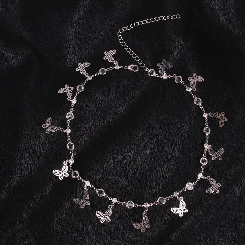Jewelry Temperament Short Stitching Heart-shaped Necklace Women's Simple Tassel Butterfly Diamond Mixed Necklace