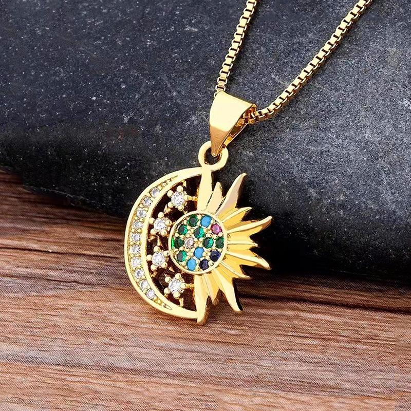 Jewelry Sun Moon Star Pendant Necklace Female Summer Bohemia Retro Clavicle Chain Jewelry