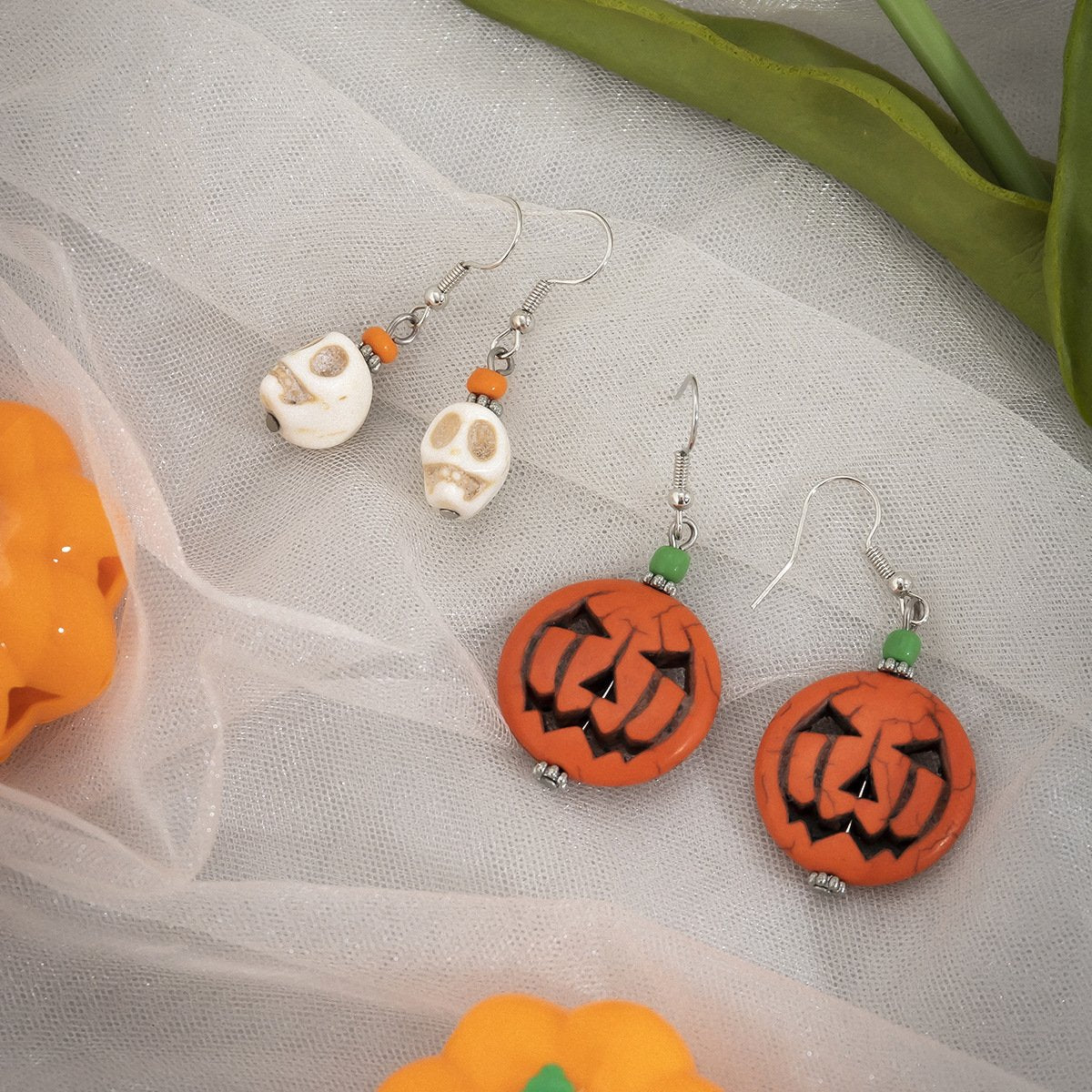 Jewelry Creative Pumpkin Smiley Skull Earrings Set Fashion Personality Halloween Earrings Female