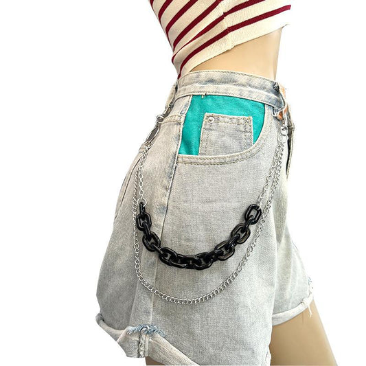 Resin Jewelry Hanging Chain Metal Chain Hip Hop Men's and Women's Series Double Pants Chain Accessories