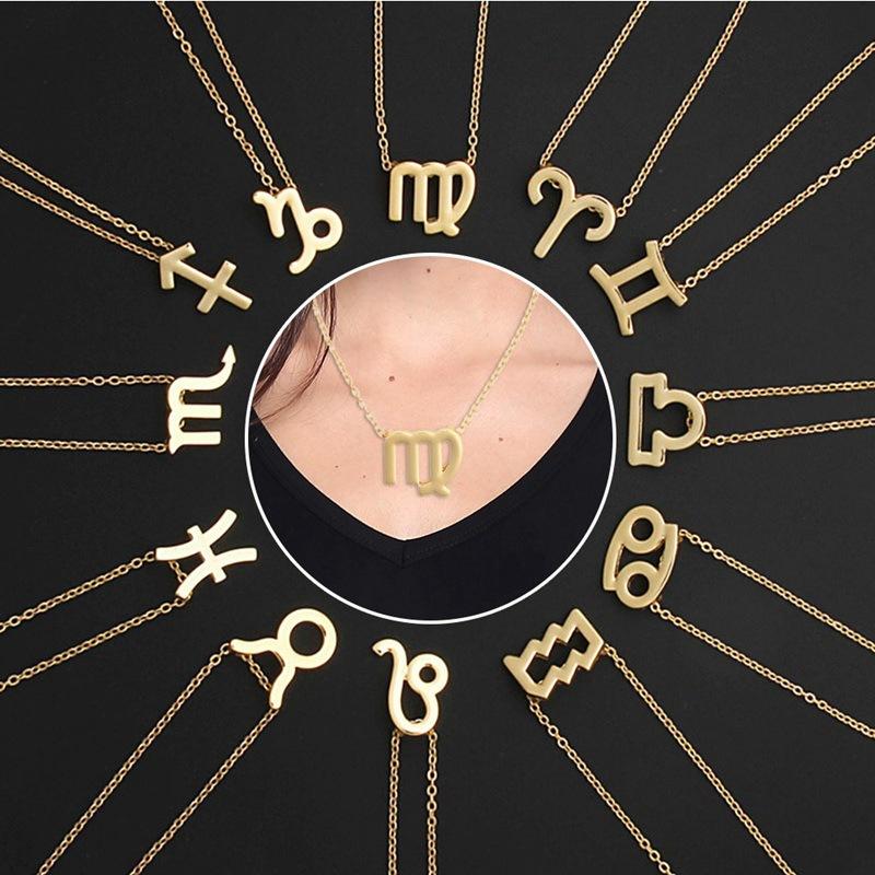 Explosive Twelve Constellation Necklace Pendant Aries Color Preserving Female Clavicle Chain Accessories