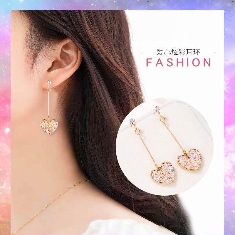 Small Fresh Love Tassel Earrings Sweet Internet Celebrity Colorful Earrings Fashion Versatile Popular Jewelry