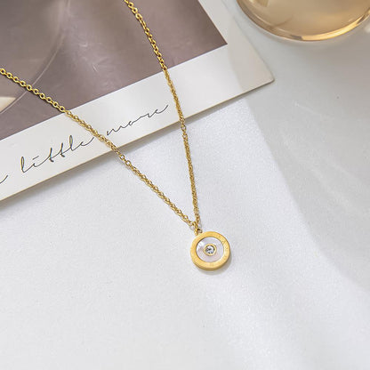 Fashion Roman Numeral Necklace Retro Fashion Gold White Shell Alphabet Titanium Steel Necklace Women