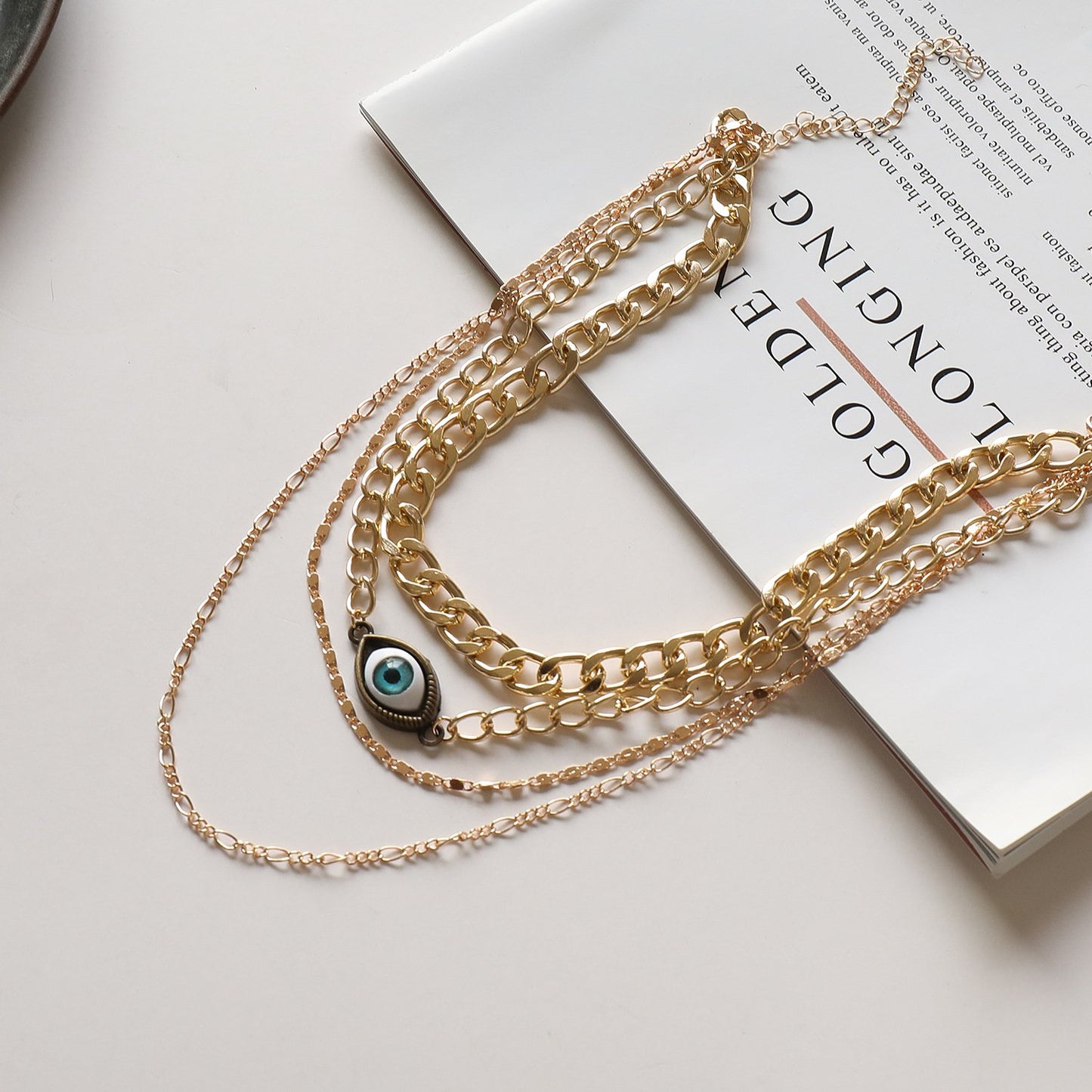 Jewelry exaggerated alloy devil's eye pendant necklace female handmade fashion weight eye necklace