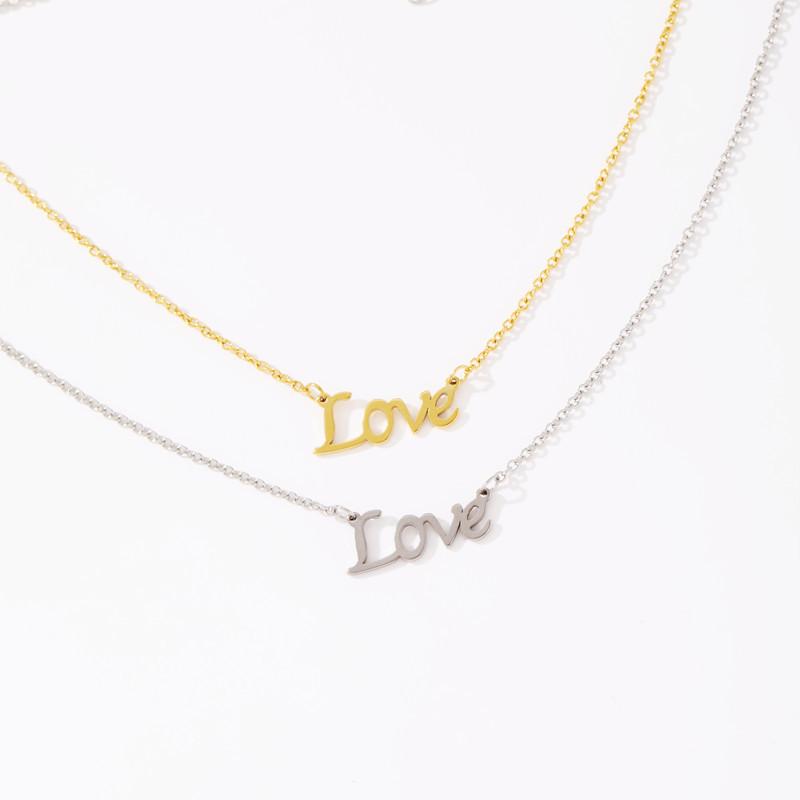 Titanium steel jewelry female lettering love pendant clavicle chain letter necklace female niche design sense