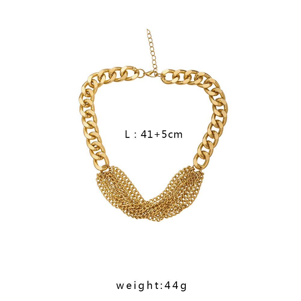 Ins personalized creative short tassel chain metal necklace niche design thick chain collarbone chain female