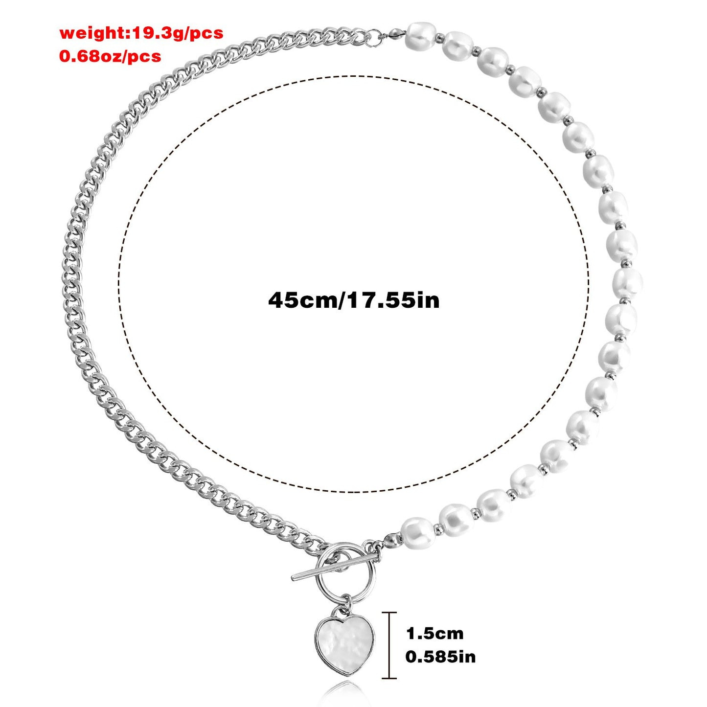 Jewelry stitching chain imitation pearl necklace love mother-of-pearl beaded necklace female clavicle chain light luxury feeling