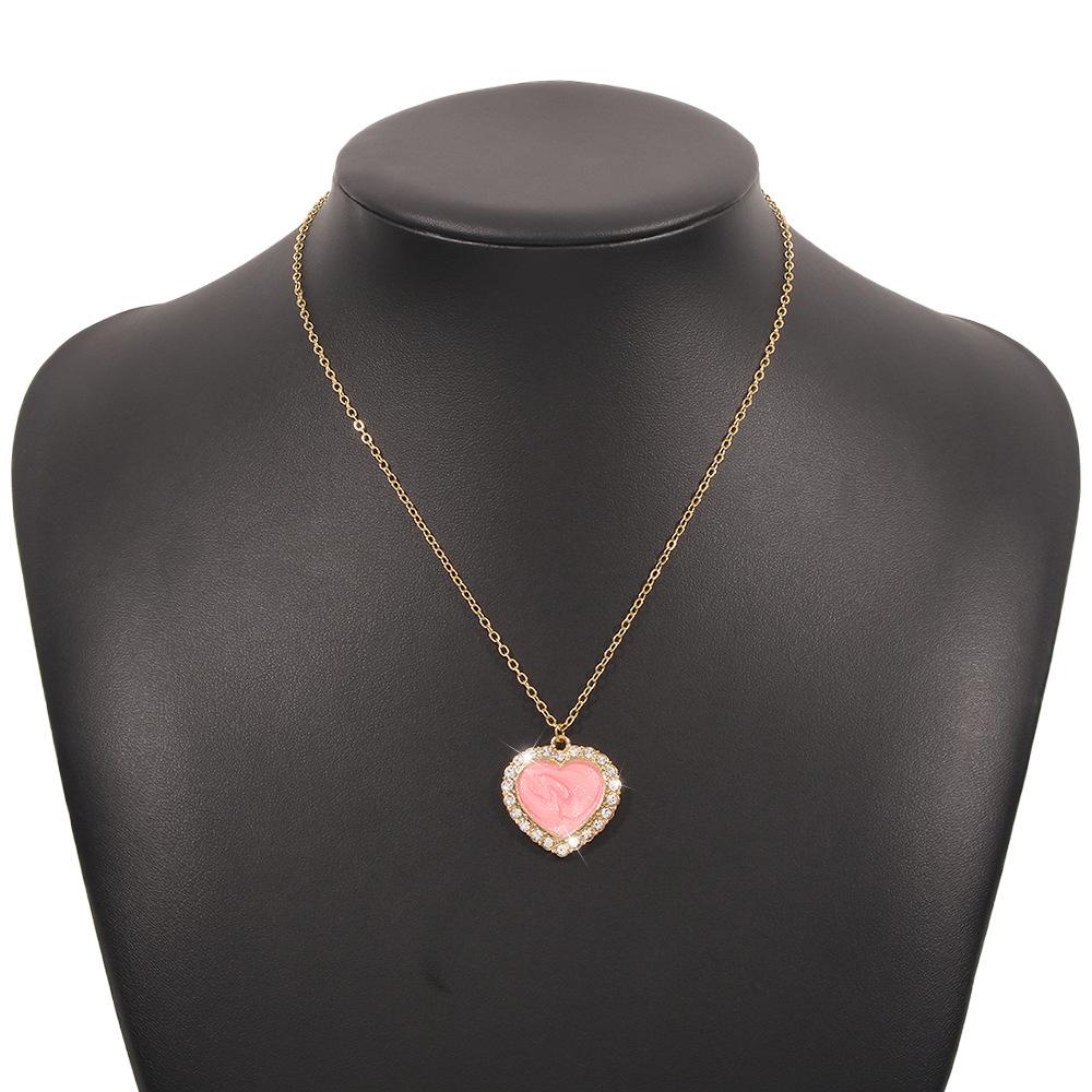 N9483 Metal Necklace Simple Light Luxury Temperament Love Clavicle Necklace Full of Diamonds Niche Internet Celebrity Necklace