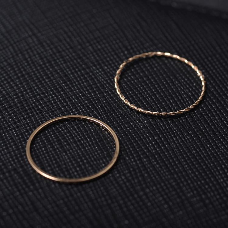 Metal Plating Twist Geometric 2-piece Ring Temperament Simple Joint Ring Women's Ring Thin Tail Ring