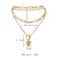 Jewelry ins personality heart-shaped pendant fashion metal exaggerated thick chain OT buckle multi-layer necklace