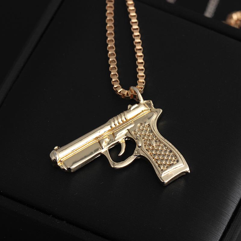 Fashion pistol necklace creative hip-hop HIPHOP trendy brand pendant jewelry