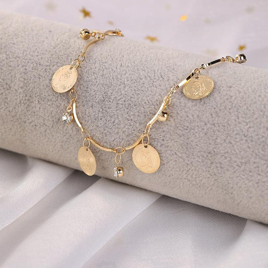 Jewelry retro portrait coin personality necklace female ins cold collarbone chain