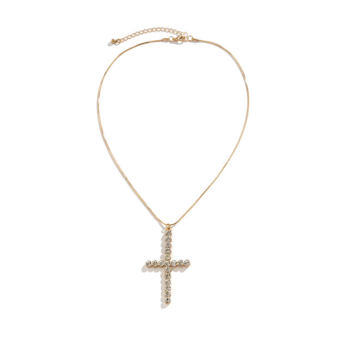 Jewelry Simple Micro-inlaid Rhinestone Cross Necklace Female Personality Metal Thin Chain Geometric Necklace