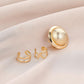 Design sense hat set earrings French temperament small gold ball earrings love ear clip female KC gold metal ear jewelry