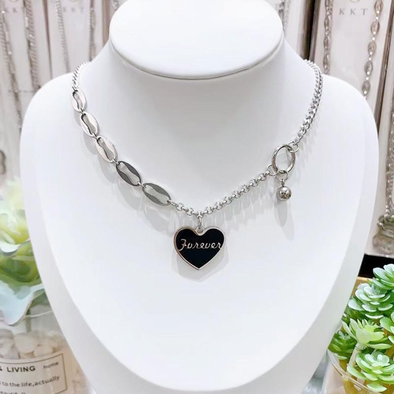 Black love letter pendant necklace women's trendy titanium steel does not fade ins cold hip-hop sweater clavicle chain