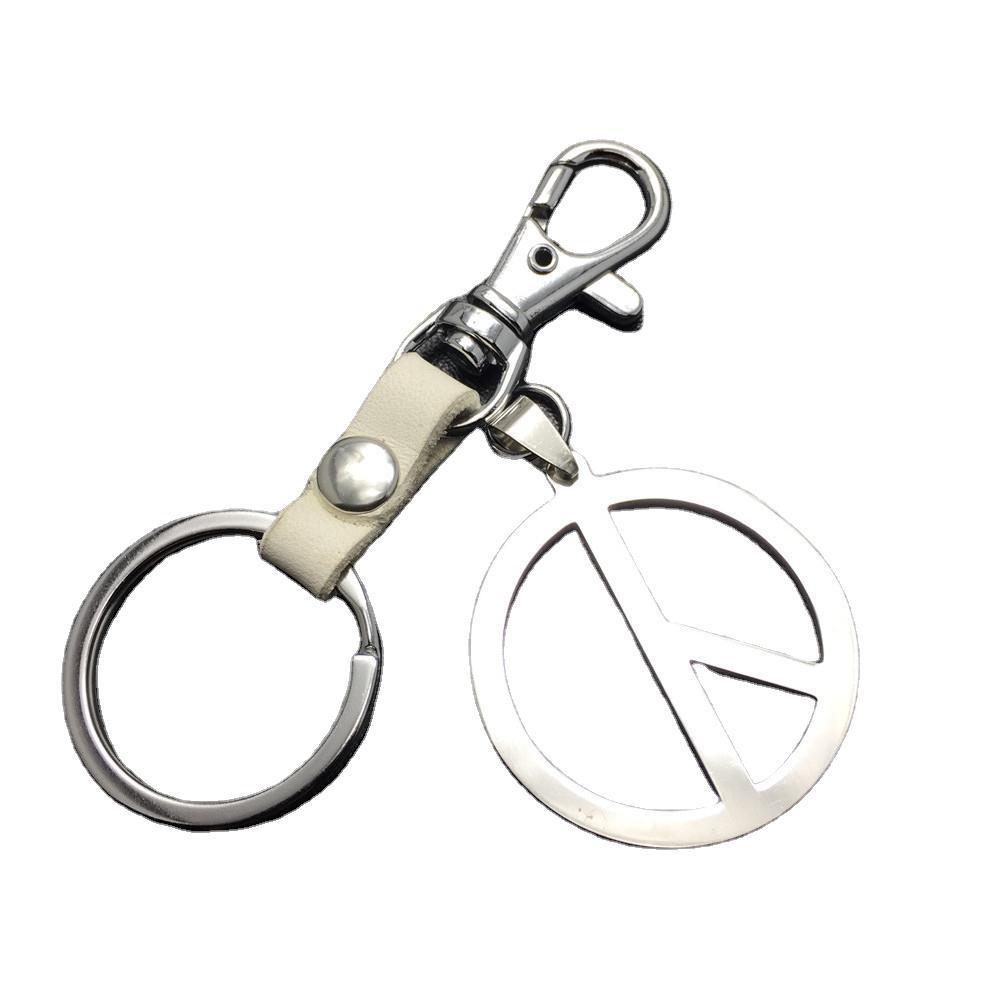 Quan Zhilong GD anti-war logo stainless steel key chain pendant cowhide connection piece Valentine's Day gift world peace