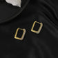 High-end copper inlaid zircon square earrings ins same fashion simple geometric earrings French style earrings for women