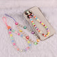 Ethnic diy color soft pottery imitation pearl acrylic geometric beaded mobile phone chain