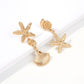 2E5581 Magnesium Ocean Series Starfish Shell Alloy All-Match Trendy Earrings