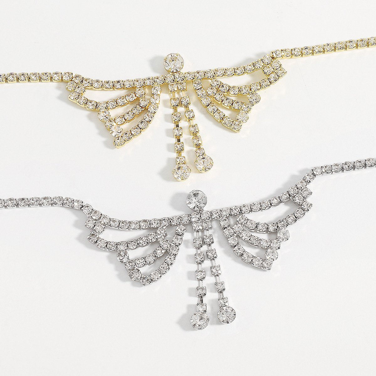 N1965 Geometric Creative Necklace Fashion Three-dimensional Butterfly Full Diamond Temperament Necklace Sweet Cool Fashion Necklace