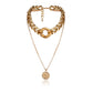 Jewelry Exaggerated Metal Short Twist Necklace Punk Thick Chain Embossed Portrait Tag Necklace