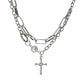 Cross double layered necklace female ins hip hop indifferent neck chain year temperament clavicle chain