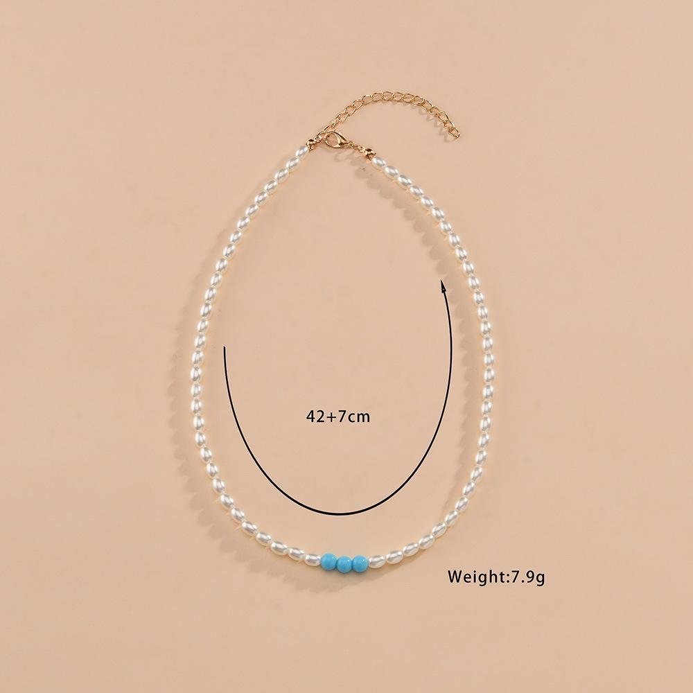 Elegant Temperament Oval Imitation Pearl Necklace Fashion Handmade Beaded Necklace Accessories