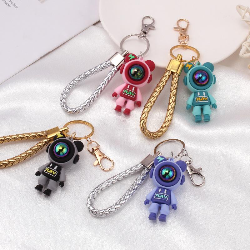 Violent lightning bear cartoon key chain couple school bag doll key pendant bag pendant car key