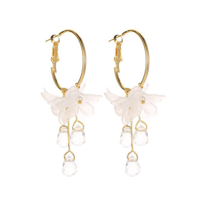 Fashion Crystal Flower Earrings Temperament Versatile Fairy Stud Earrings Dongdaemun Jewelry