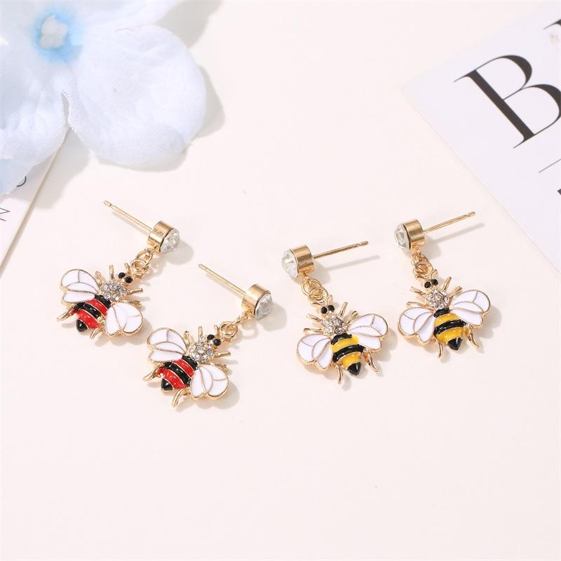 Earrings Cute Bee Diamond Stud Earrings Female Personality Sweet Earrings Long Earrings