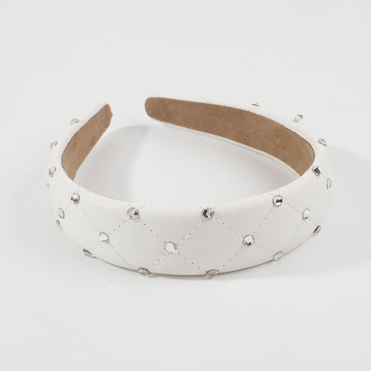 F4476 creative leather hair hoop ironing diamond wide edge fashion retro high skull top Mori girl head hoop hairpin