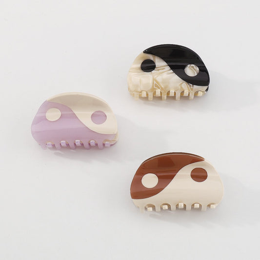 F4433 Acetic acid plate creative personality Tai Chi Yin Yang gossip grabbing clip hit color minority national disk hair shark clip