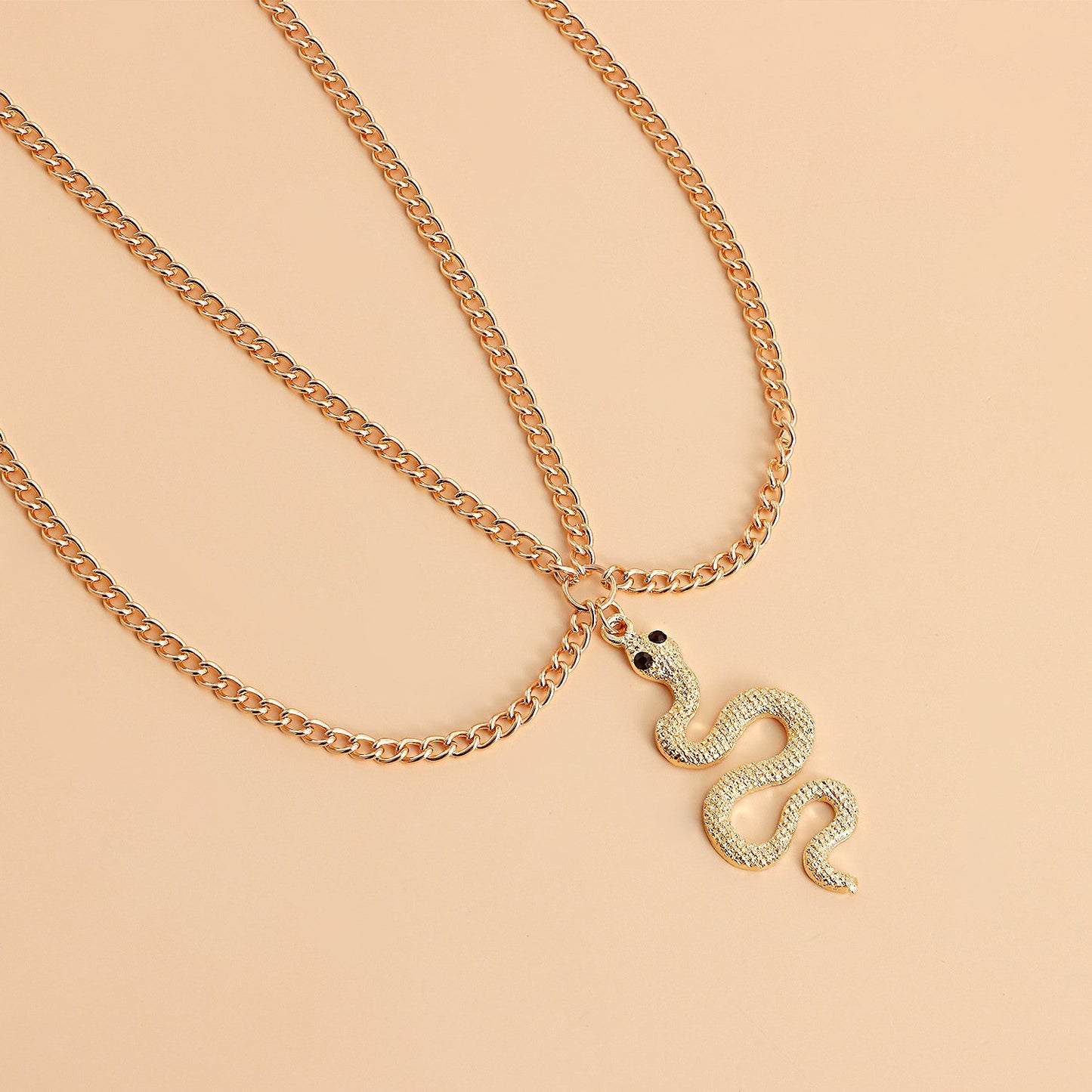 Jewelry Simple Retro Flat Snake Chain Tassel Necklace Female Ins Pastoral Snake Pendant Necklace