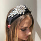 F3137 Retro wide-brimmed fabric rice bead hair ornament style personality Baroque palace diamond headband female