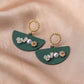 New Year's Green Fan-shaped Pearl Shell Earrings High Cool Temperament Personality Earrings Simple and Versatile