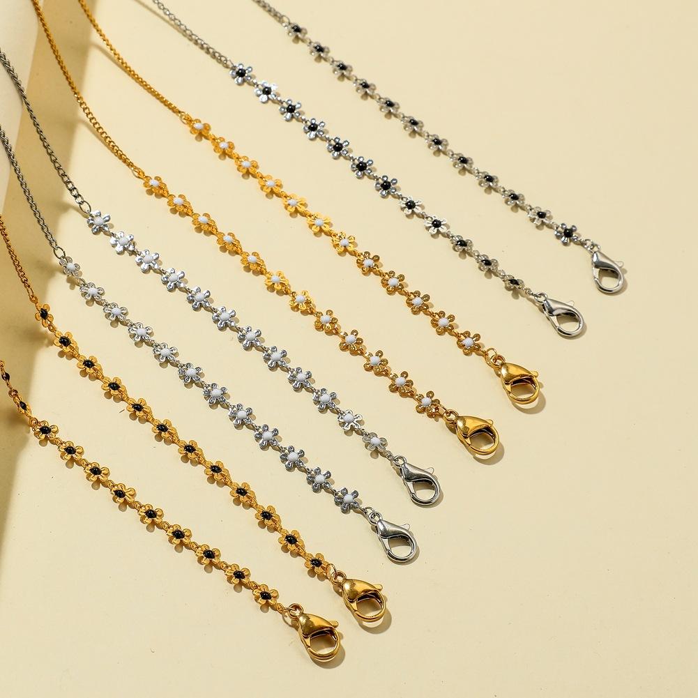 Fashion small flower mask hanging chain stainless steel gold-plated mask anti-lost hanging neck lanyard glasses chain