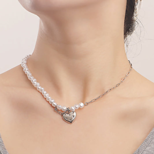 Jewelry fashion love imitation pearl beaded necklace female hot girl ins high sense choker