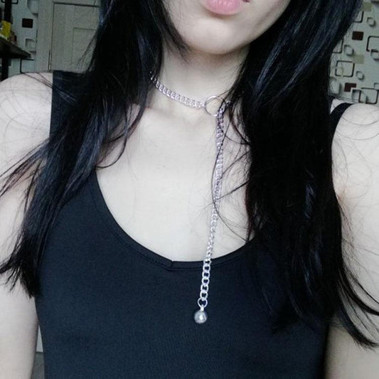 Simple Buckle Long Pendant V Shape Necklace Metal Chain Punk Necklace Jewelry