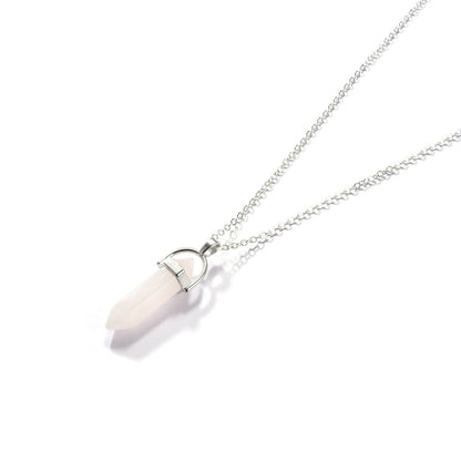Fashion Agate Hexagon Pillar Pendant Necklace Simple Clavicle Chain Jewelry