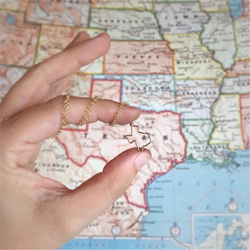 Cutout Texas Necklace US State Map Choker Choker Charm