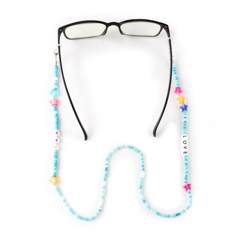 Glass bead mask hanging chain all-match soft pottery letters glasses chain mask chain