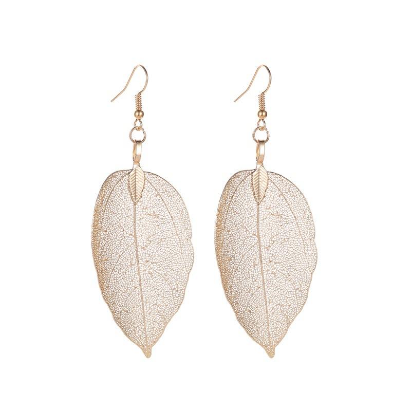 Popular retro earrings fashion temperament long hollow leaf earrings earrings